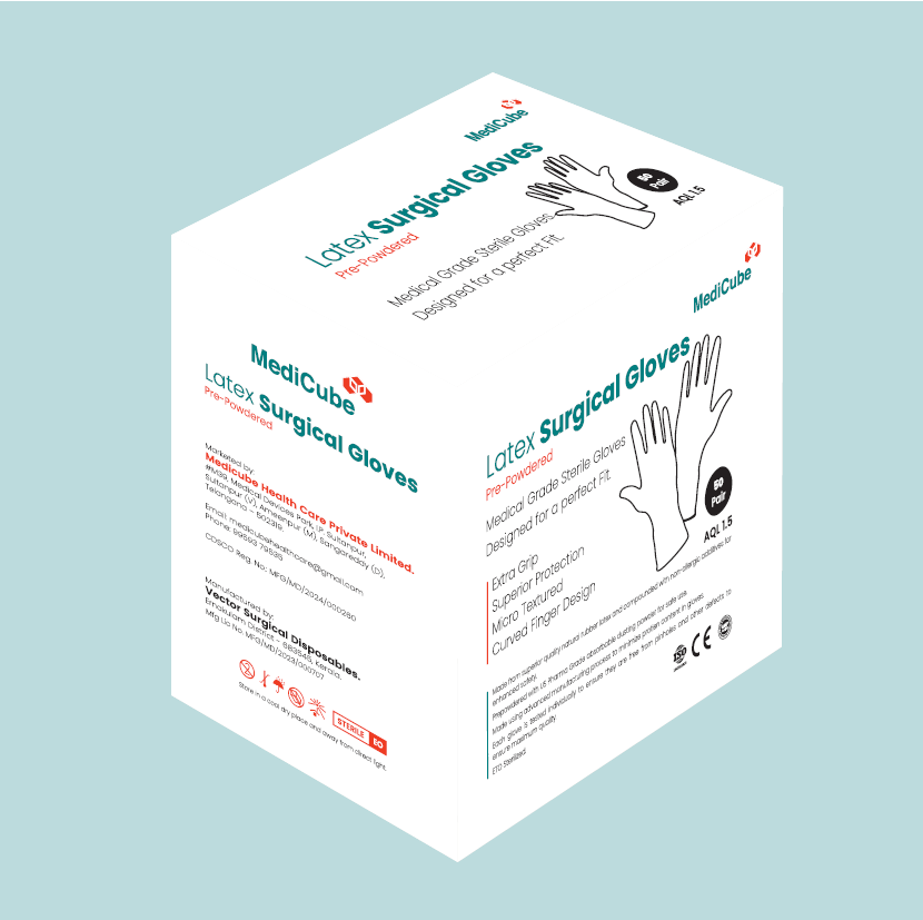 Medicube Latex Surgical Gloves Box